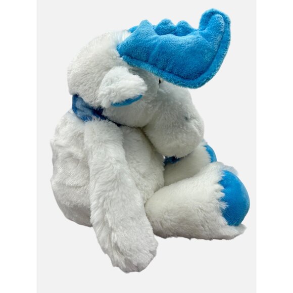 Chosun Soft Classics White Moose Plush 10" Blue Antlers Scarf Stuffed Animal - Picture 5 of 12